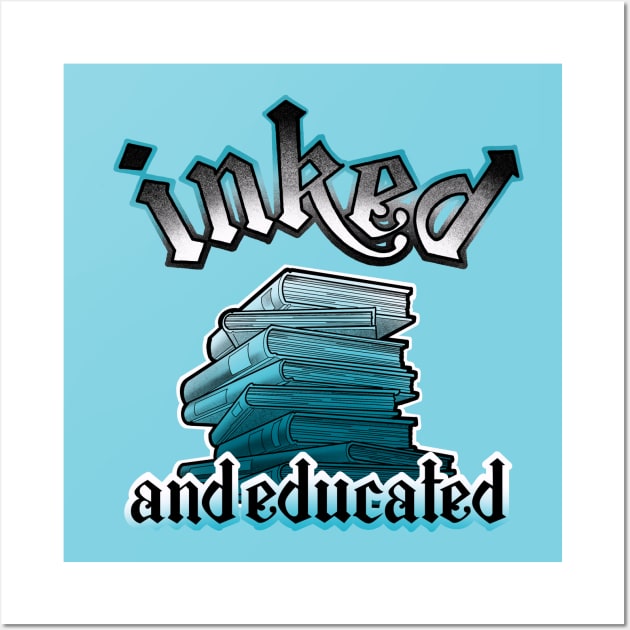 inked and educated aqua blue books Wall Art by weilertsen